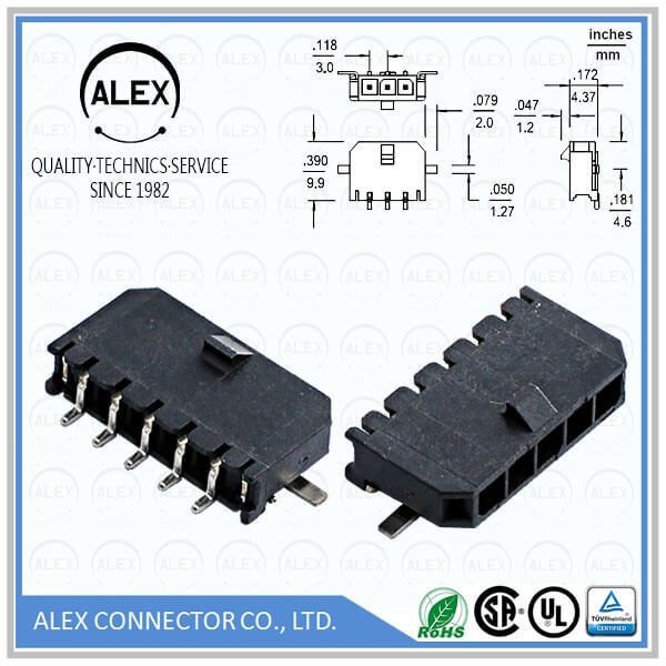 Right Angle Header, SMT / .118"(3.00mm) Single Row Wire-to-Board Connectors