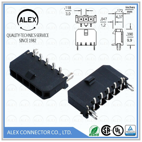 Vertical Header, SMT / .118"(3.00mm) Single Row Wire-to-Board Connectors