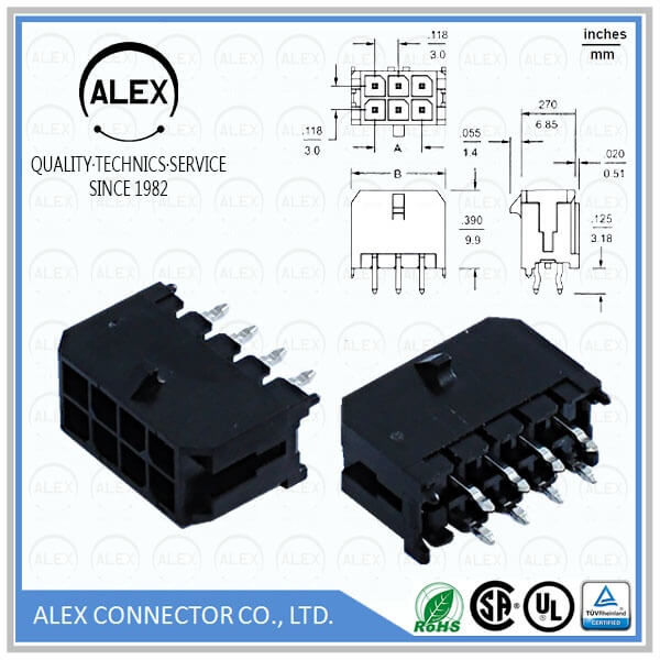 Vertical Header / .118"(3.00mm) Dual Row Wire-to-Board Connectos