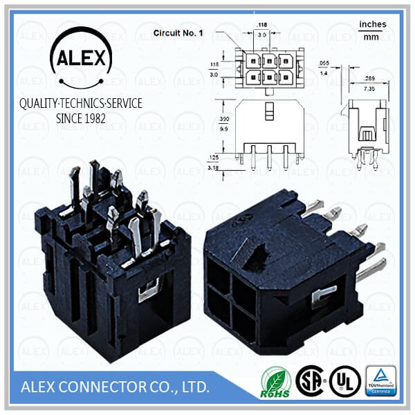Vertical Header / .118"(3.00mm) Dual Row Wire-to-Board Connectos
