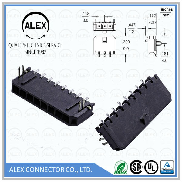 Right Angle Header, SMT / .118"(3.00mm) Single Row Wire-to-Board Connectors