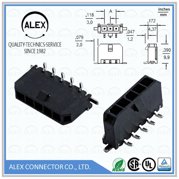Vertical Header, SMT / .118"(3.00mm) Single Row Wire-to-Board Connectors