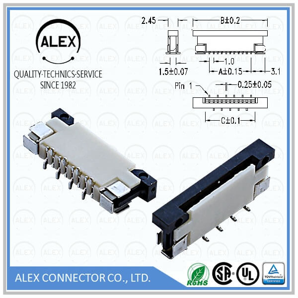 Top Entry / .039"(1.00mm) ZIF FPC FFC SMT Type Special Layout